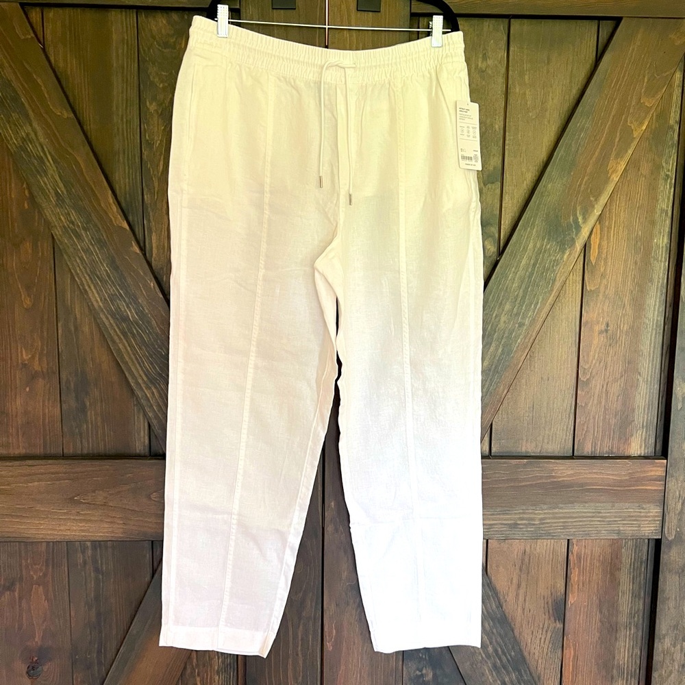 Athleta Women’s NWT White Retreat Linen Ankle Pants Size L
